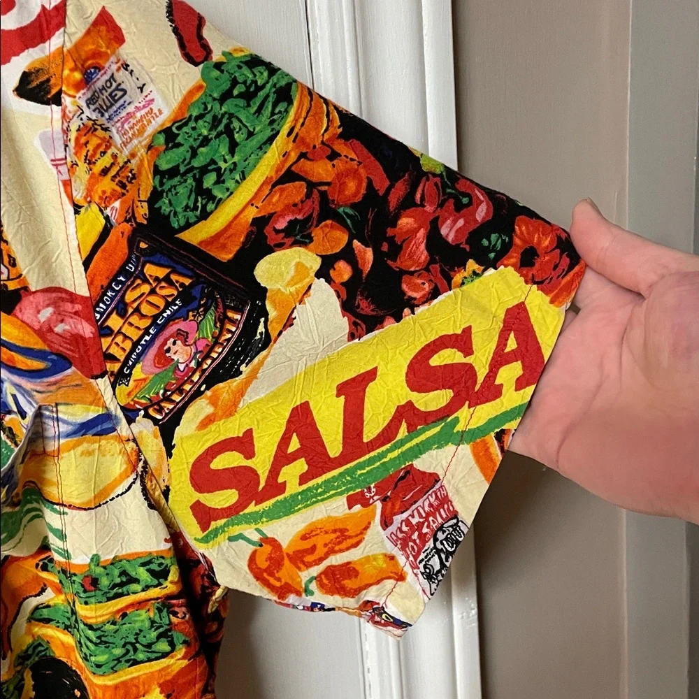 Jams World Food Art "Salsa" print rayon casual button-down shirt men’s size XXL - Picture 4 of 13